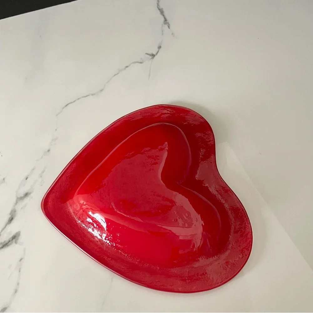 Red Heart Dish - Annieglass